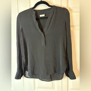 Vince 100% Silk Black Blouse V Neckline Size 2